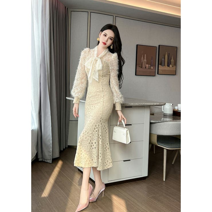 マーメイドワンピース 起毛 花柄ワンピ | JS FASHION | 詳細画像8 