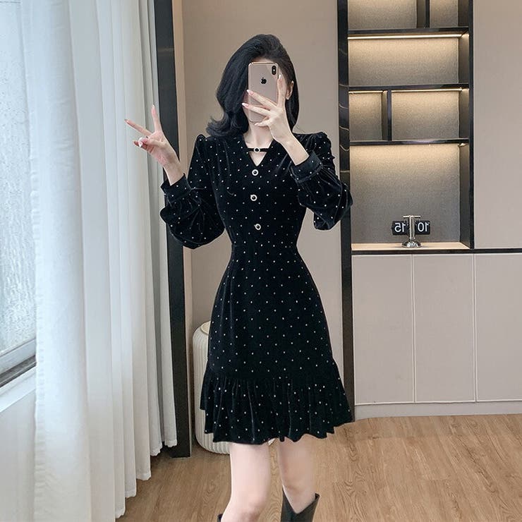 ☆☆再お値下げ☆☆【TAYLOR MADE】ネイビー ☆ポロワンピドレス 楽天市場】タイトワンピ ベロアワンピ シースルー フリル 首元