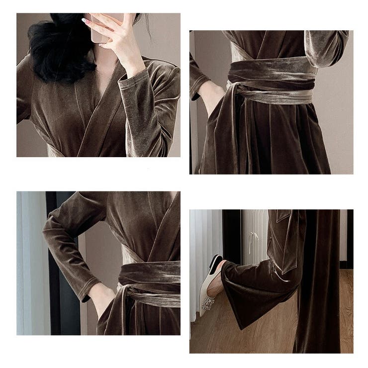ベロア パンツドレス 全2色 r-3891 パンツドレス 全2色 ベロア[品番：JSFW0014373]｜JS FASHION