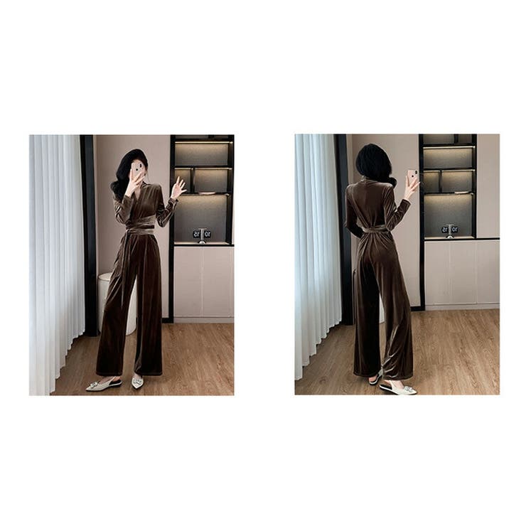 ベロア パンツドレス 全2色 r-3891 パンツドレス 全2色 ベロア[品番：JSFW0014373]｜JS FASHION