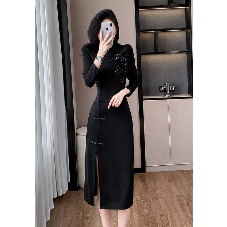 チャイナドレス風 パーティードレス ビジュー付き | JS FASHION | 詳細画像9 