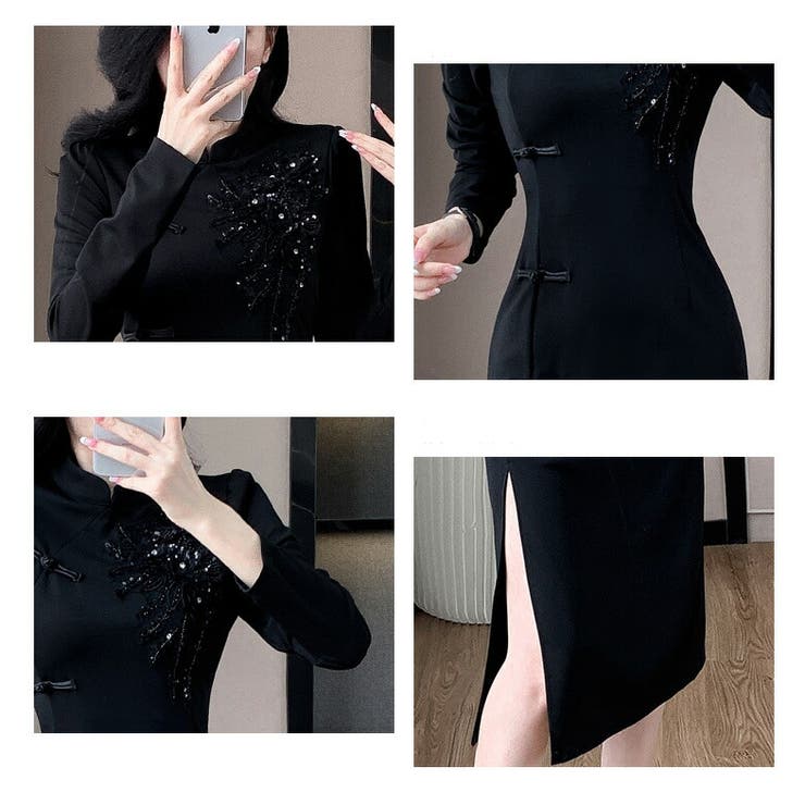 チャイナドレス風 パーティードレス ビジュー付き | JS FASHION | 詳細画像13 