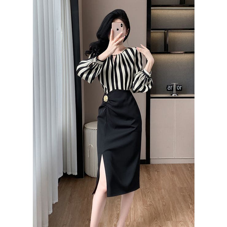 パーティードレス ブラウス風 ドッキング | JS FASHION | 詳細画像9 