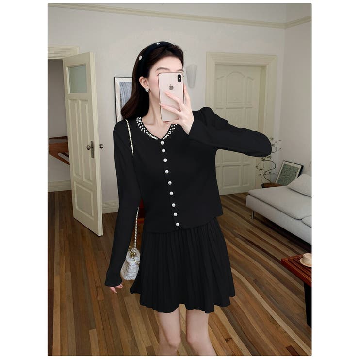 セットアップ 全3色 パール付きカーディガン | JS FASHION | 詳細画像5 