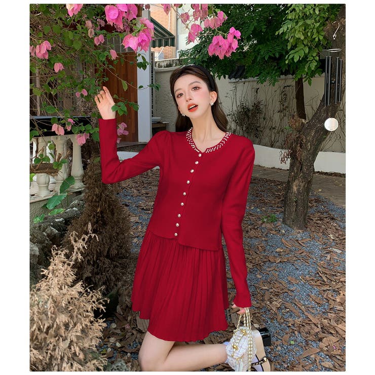 セットアップ 全3色 パール付きカーディガン | JS FASHION | 詳細画像7 