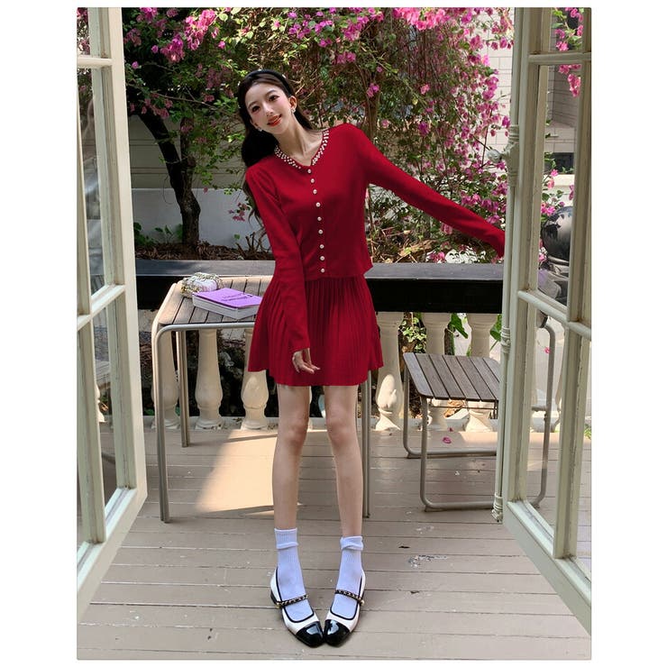 セットアップ 全3色 パール付きカーディガン | JS FASHION | 詳細画像8 