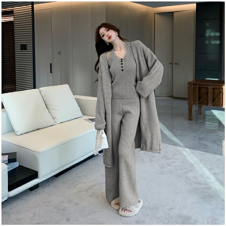 ドレスハーセルフ　リブ編みスパッツ 2点セット グレー ブラック ドレスハーセルフ リブ編みスパッツ 2点セット グレー ブラック