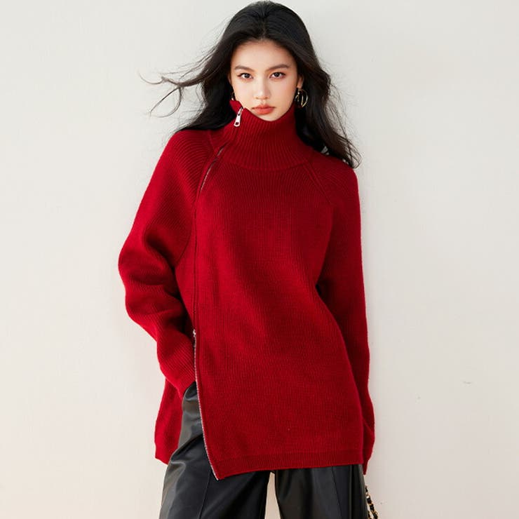 ニットトップス 全2色 サイドジップ | JS FASHION | 詳細画像1 
