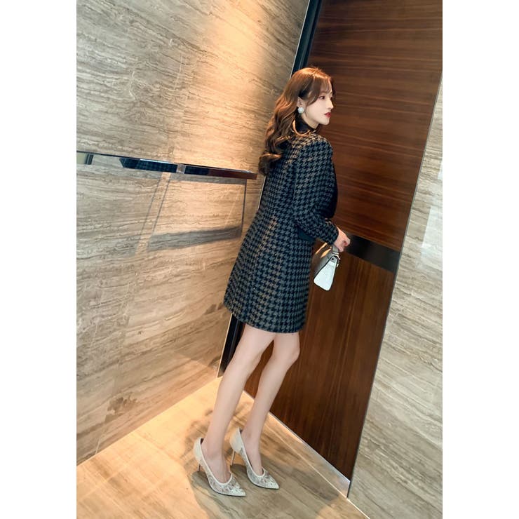 セットアップ 千鳥 ジャケット キャミワンピ セットアップ ワンピース ジャケット[品番：JSFW0014522]｜JS