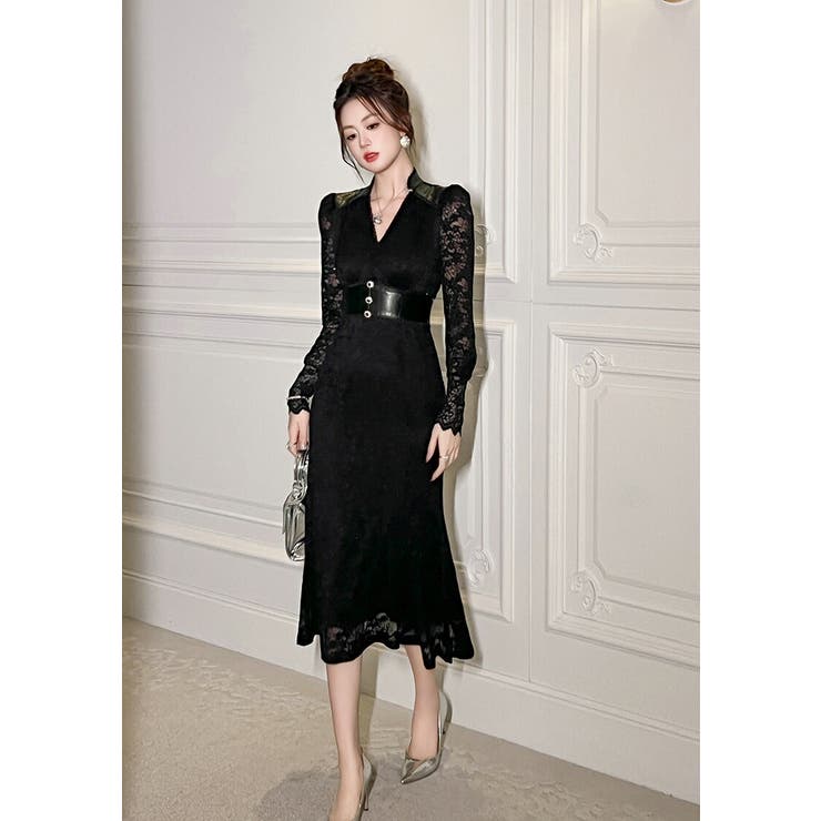 【etoll.】ヴィンテージレースドレス　パーティードレス　ブラック etoll.】ヴィンテージレースドレス パーティードレス ブラック