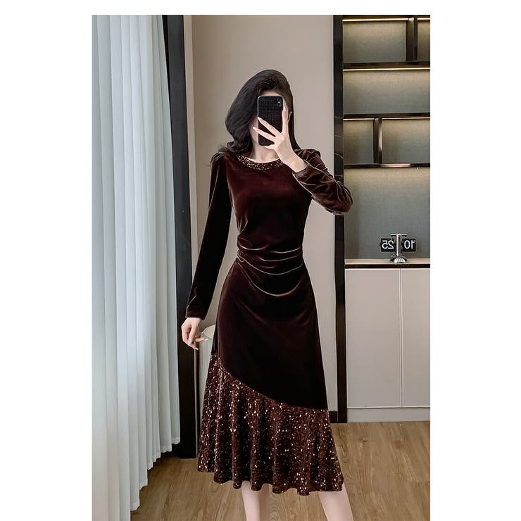 パーティードレス 全2色 ベロアワンピース | JS FASHION | 詳細画像6 