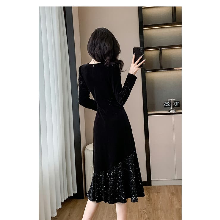 パーティードレス 全2色 ベロアワンピース | JS FASHION | 詳細画像8 