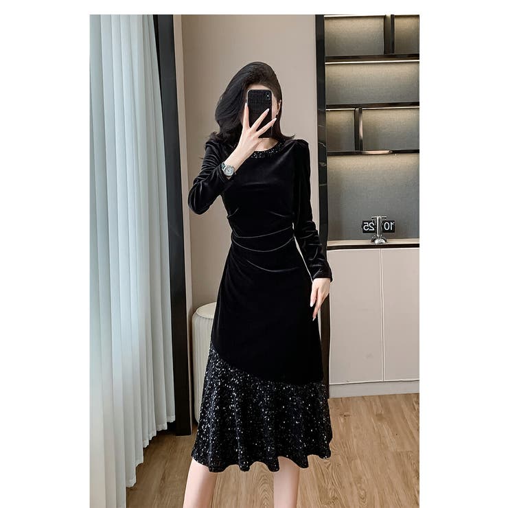 パーティードレス 全2色 ベロアワンピース | JS FASHION | 詳細画像9 