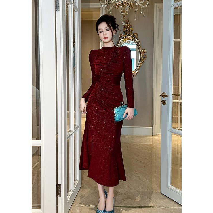 パーティードレス ラメ施し マーメイドライン[品番：JSFW0014626]｜JS