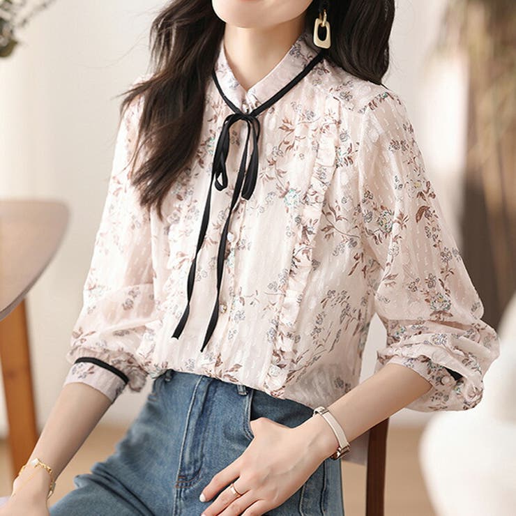 花柄ブラウス シースルー シアーブラウス[品番：JSFW0013241