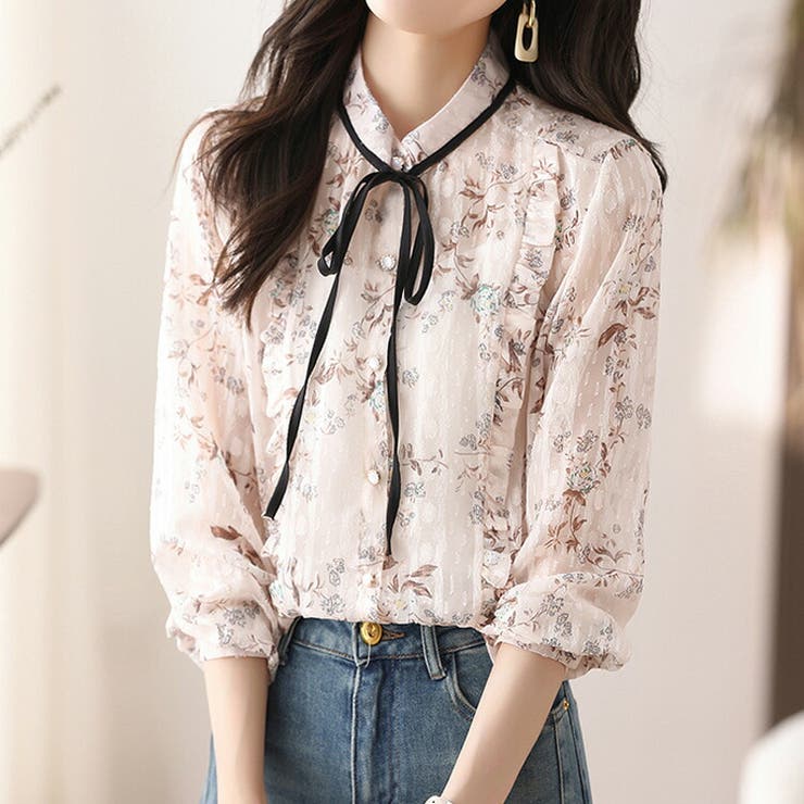 花柄ブラウス シースルー シアーブラウス[品番：JSFW0013241