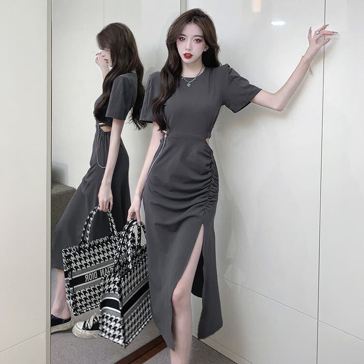 DVF レオパード100％シルクジャージーワンピース半袖タイト白黒 タイトワンピ 全2色 半袖[品番：JSFW0013119]｜JS FASHION