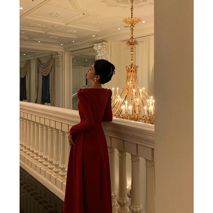 国内発| Safiyaa スクエアネック ベルト付き ロングドレス ドレス Aライン ロングドレス ティアード ラメ スクエアネック