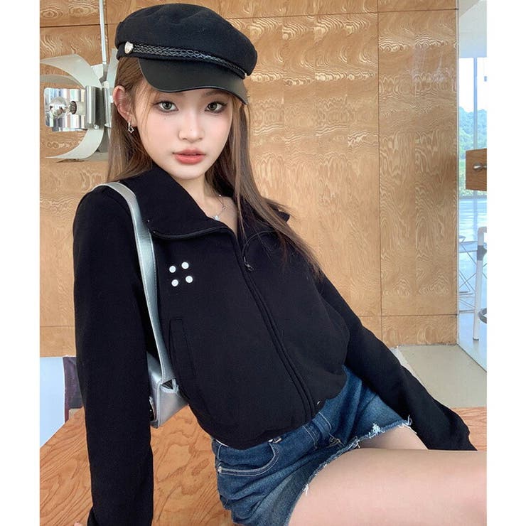 ジップアップスウェット全2色 トップス トラックジャケット[品番 ジップアップスウェット全2色 トップス トラックジャケット[品番
