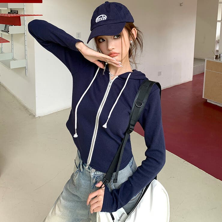 ショート丈 パーカー 全2色[品番：JSFW0012959]｜JS FASHION