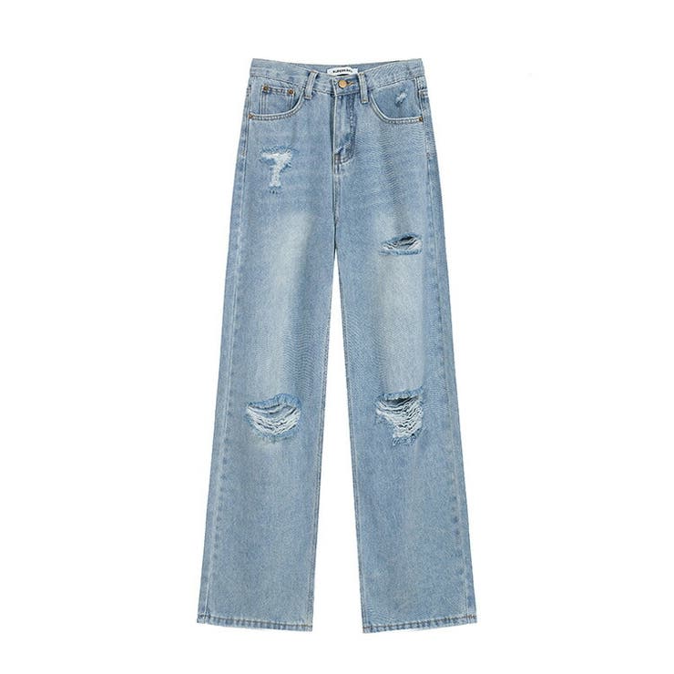 HESNTLS ダメージデニムパンツ HESNTLS ダメージデニムパンツ ライトブルー - メルカリ