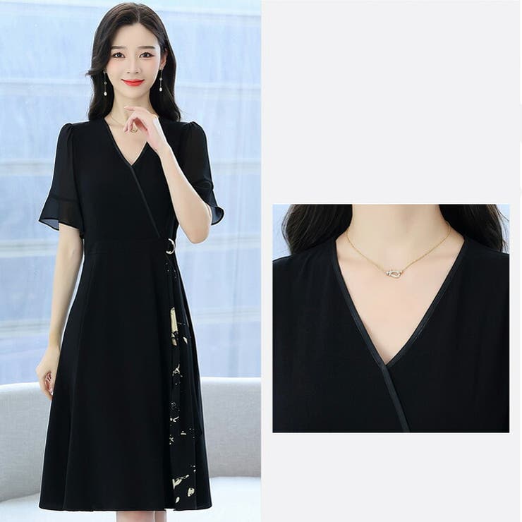 ワンピース 黒 ミニワンピ[品番：JSFW0011650]｜JS FASHION