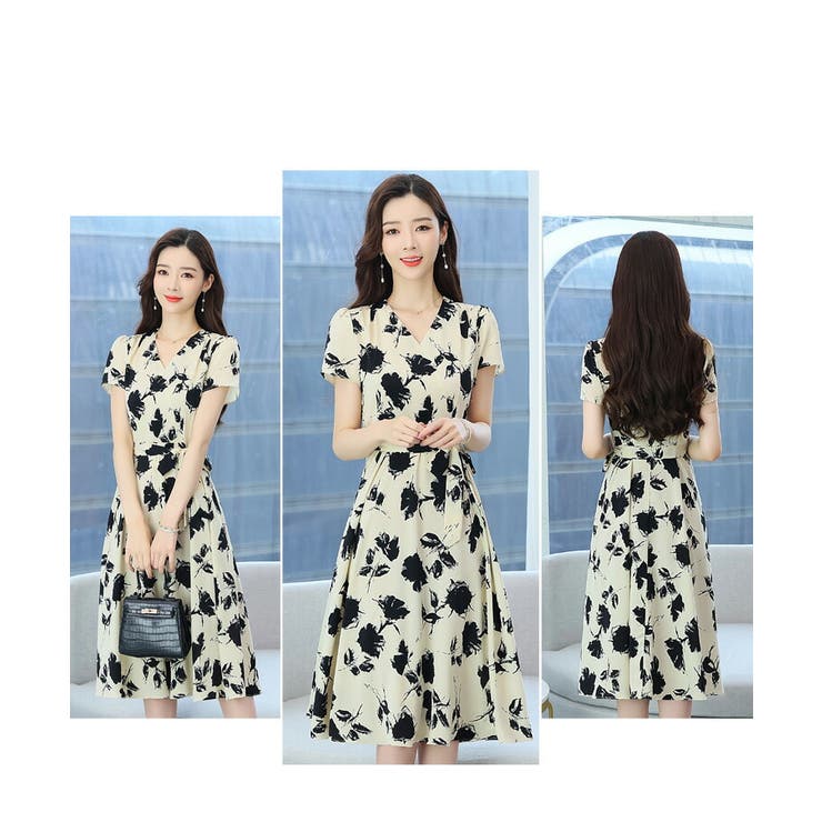 CHICWISH★バックリボン花柄ワンピース 3色☆ 1.jpg
