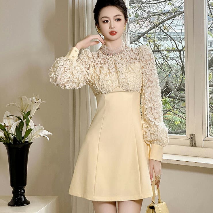 フレアワンピ ビジューネック スパンコール[品番：JSFW0013295]｜JS