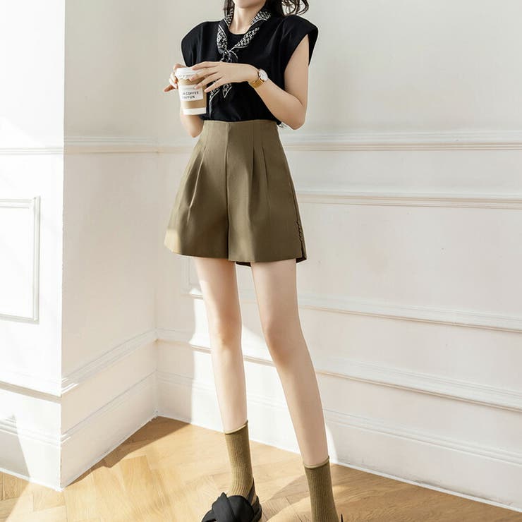 デザインショートパンツ ショートパンツ スタイルアップ Aラインショートパンツ 9333[品番：XB000009595]｜G&L Style