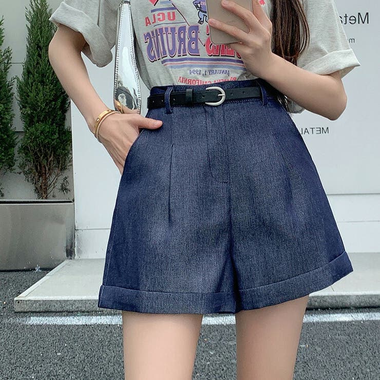 ショートパンツ 全2色 ベルト付き[品番：JSFW0013362]｜JS