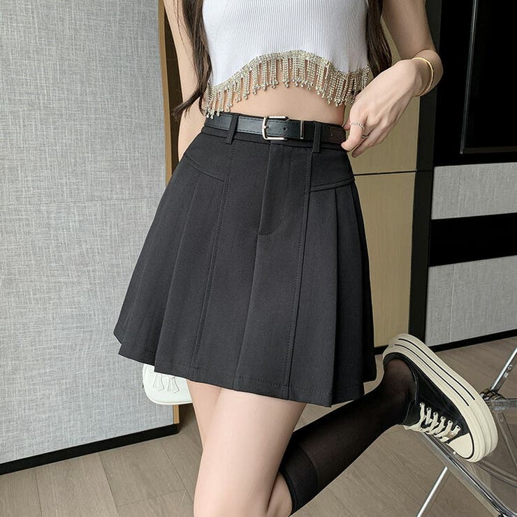 プリーツスカート 全3色 ベルト付き[品番：JSFW0013370]｜JS