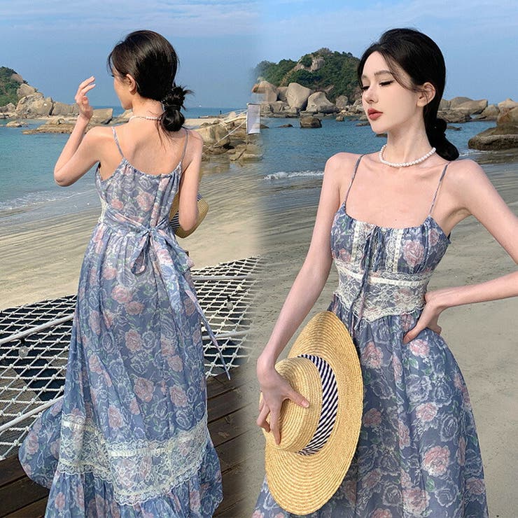 リゾートワンピ 花柄 キャミワンピ[品番：JSFW0013384]｜JS