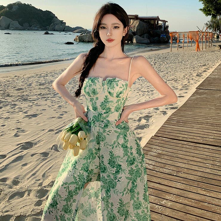 大人気新品セール ブ リゾートワンピ ショートパンツ付き 花柄[品番：JSFW0013388 ワンピース
