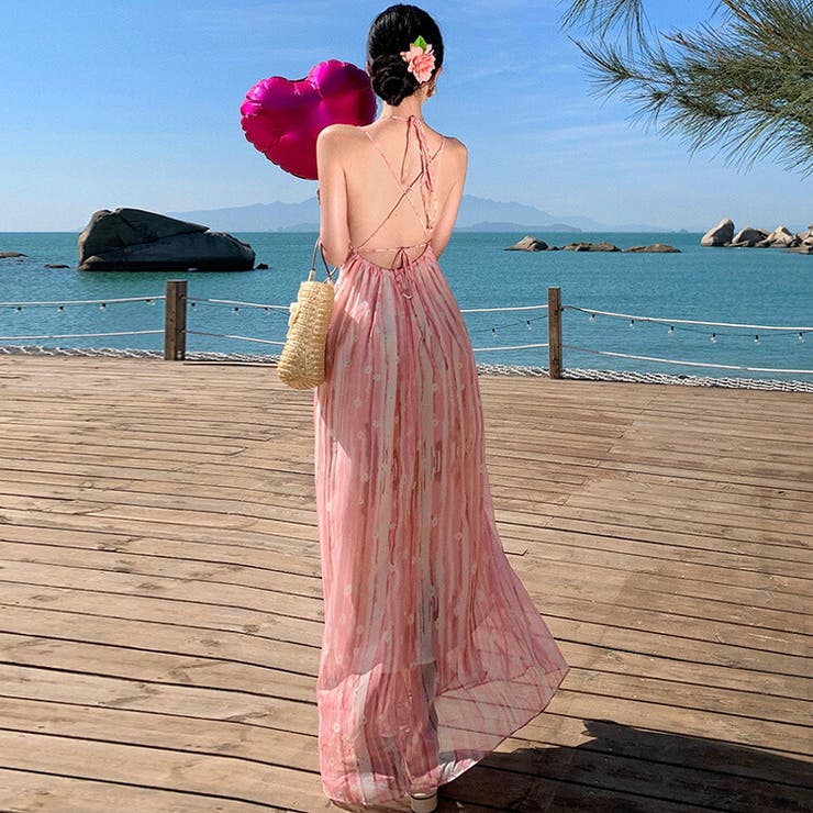 リゾートワンピ 花柄 深いVネック | JS FASHION | 詳細画像4 