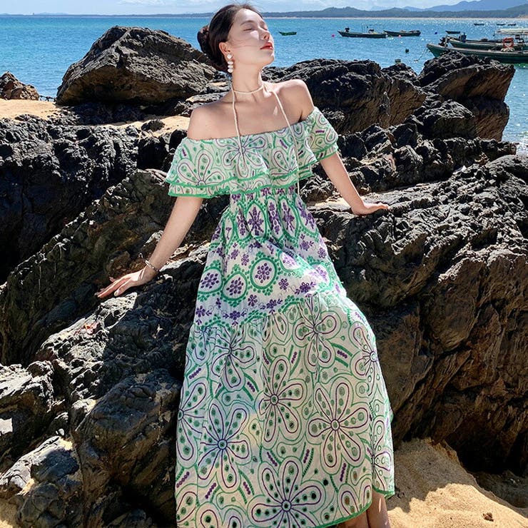 リゾートワンピ 全2色 花柄[品番：JSFW0013525]｜JS FASHION