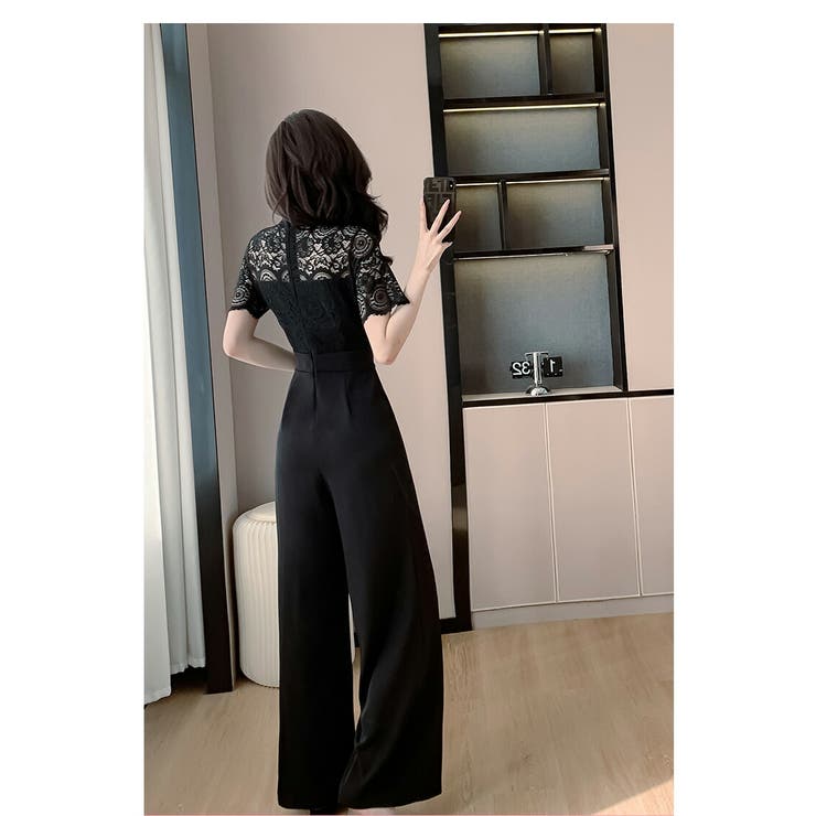 パンツドレス 結婚式 黒[品番：JSFW0013612]｜JS FASHION