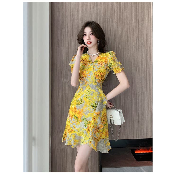 花柄 ワンピース 選べる2丈[品番：JSFW0013620]｜JS FASHION