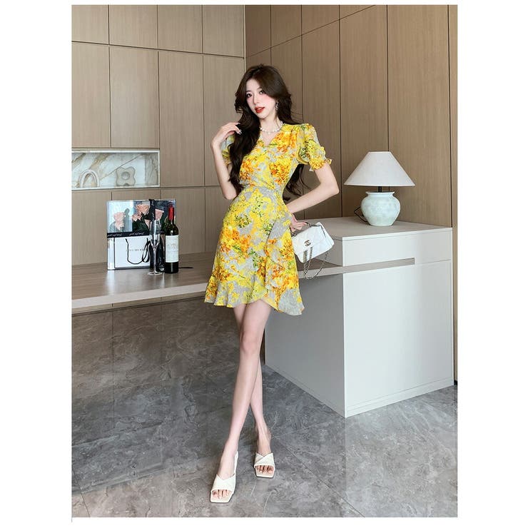 花柄 ワンピース 選べる2丈[品番：JSFW0013620]｜JS FASHION