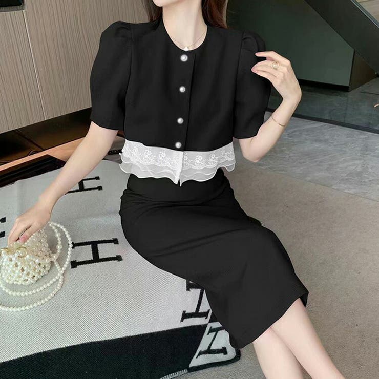 セットアップ 全2色 裾レーストップス | JS FASHION | 詳細画像4 