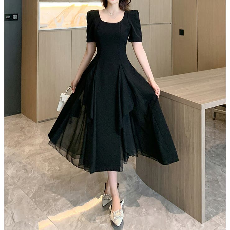 【2色】ジャケットドレス☆ワンピース アシンメトリ Aライン ワンピース Aライン 選べる2丈[品番：JSFW0013628]｜JS FASHION