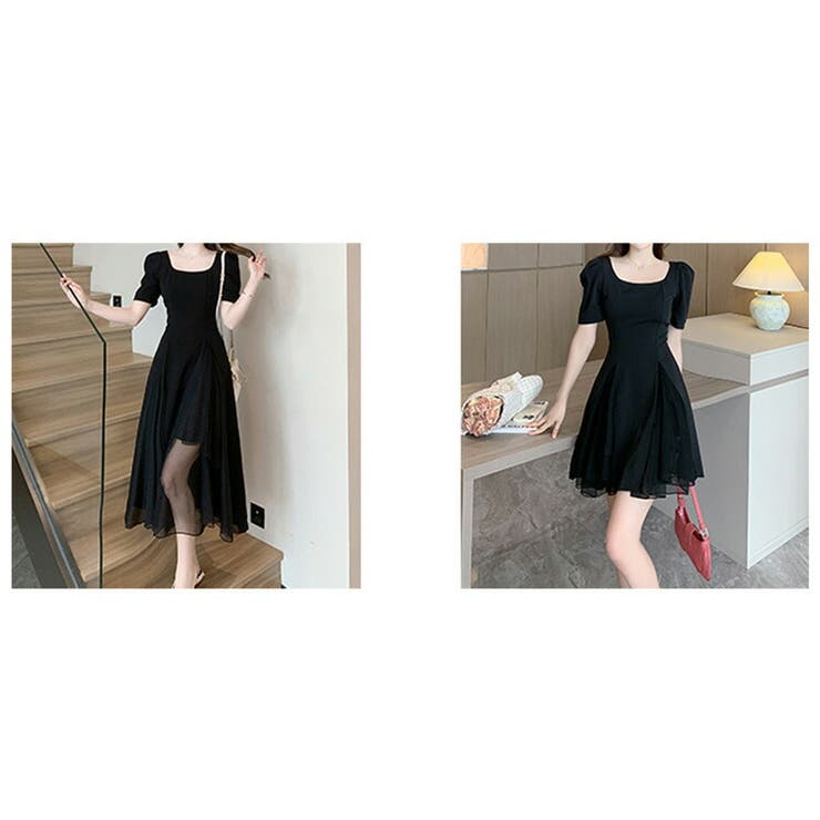 【2色】ジャケットドレス☆ワンピース アシンメトリ Aライン ワンピース Aライン 選べる2丈[品番：JSFW0013628]｜JS FASHION