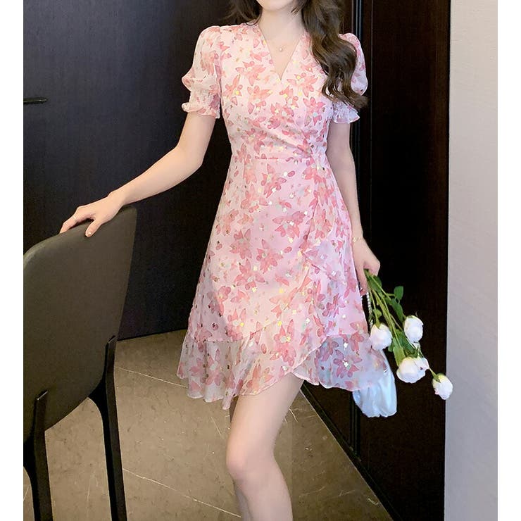 花柄 ワンピース 選べる2丈[品番：JSFW0013631]｜JS FASHION
