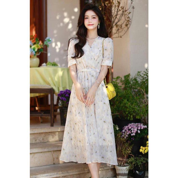 花柄ワンピース 全2色 シフォン[品番：JSFW0013423]｜JS FASHION