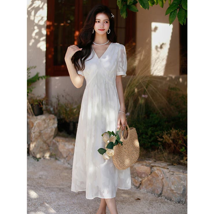 正規店仕入れの ワンピース 白 FASHION 柄プリント[品番：JSFW0013487]｜JS ワンピース