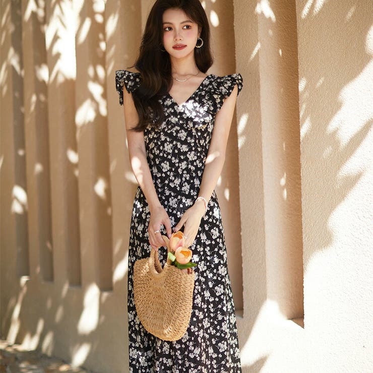 花柄ワンピ フリル 花柄 | JS FASHION | 詳細画像1 