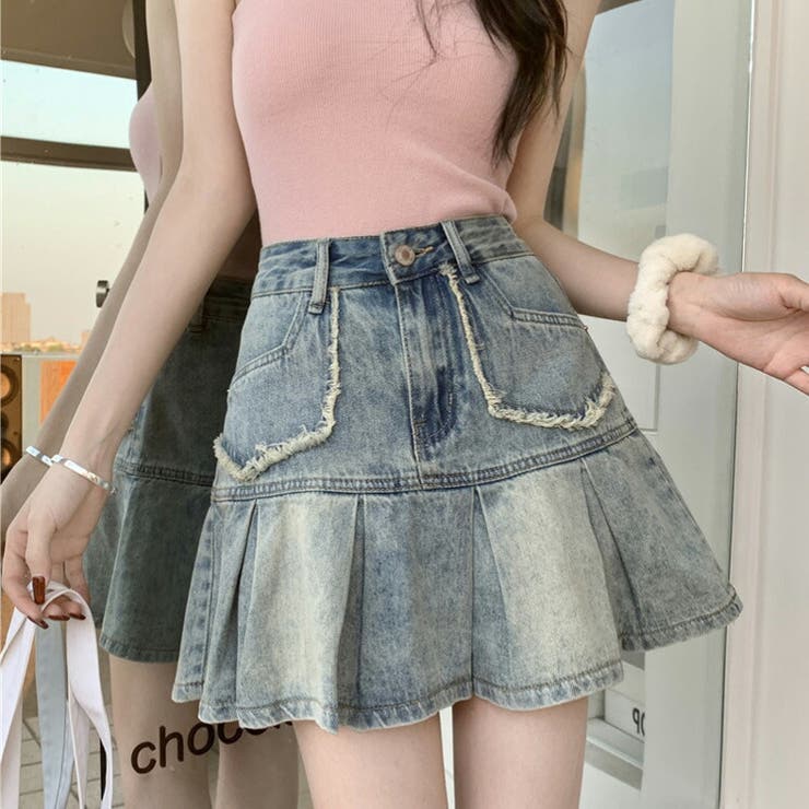 プリーツ デニムスカート ミニスカート[品番：JSFW0013583]｜JS  FASHION（ジェーエスファッション）のレディースファッション通販｜SHOPLIST（ショップリスト）