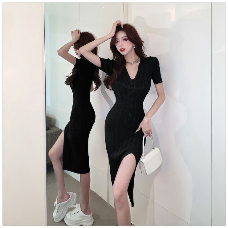 タイトワンピ 全3色 半袖[品番：JSFW0013557]｜JS FASHION