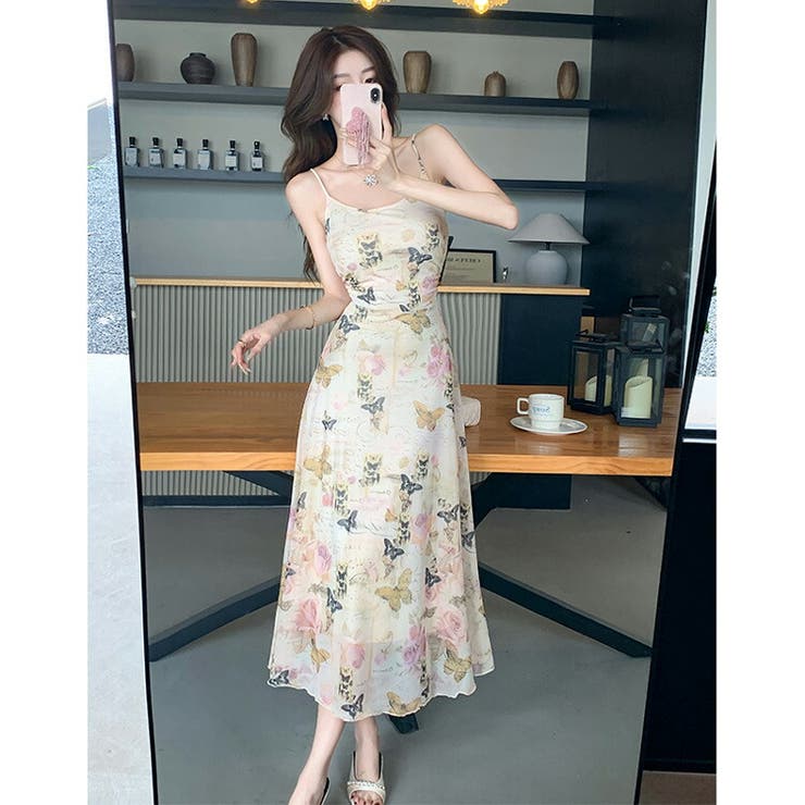 ＊美品＊◆JUSGLITTY◆ノースリーブ小花柄ワンピース ミモレ丈 ノースリーブ 小花柄[品番：AIKW0009561]｜ica（アイカ