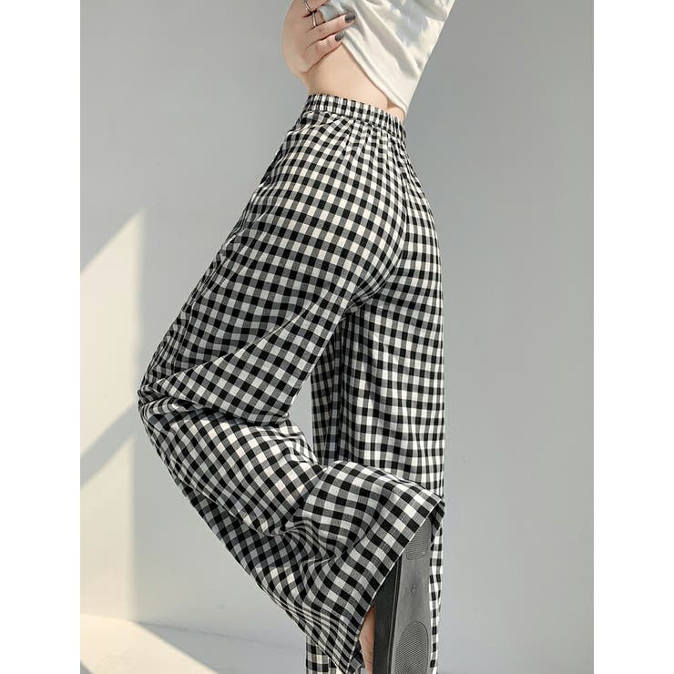 ギンガムチェック柄 ロングパンツ ウエストゴム | JS FASHION | 詳細画像9