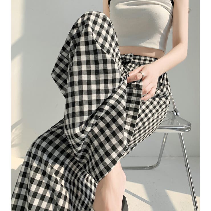 ギンガムチェック柄 ロングパンツ ウエストゴム | JS FASHION | 詳細画像10